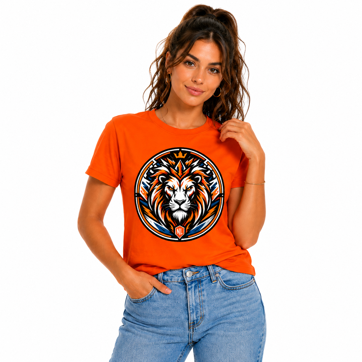 Nederland Leeuw Chest T-Shirt – Oranje Fan Shirt 2026 Editie - UNISEX